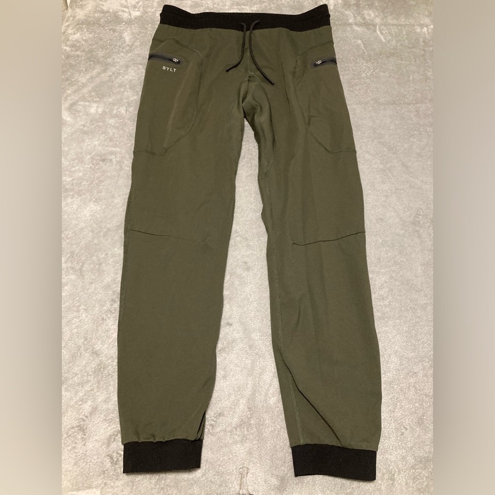 BYLT Premium Joggers Green Olive Active Training Gym Casual Stretch Men XL